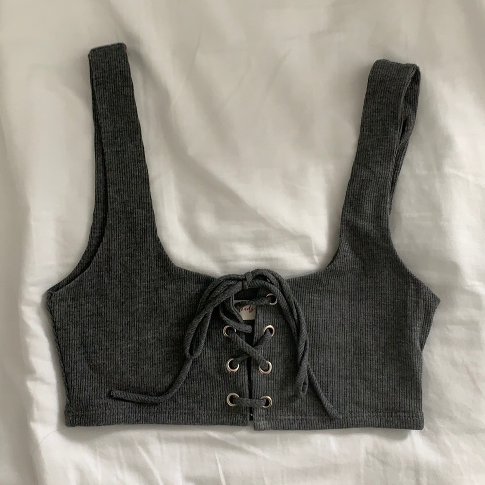 American Threads Small Grey Crop Top